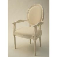 Antique White Oval Louis Arm Chair