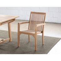 Natural Teak Slatback Arm Chair