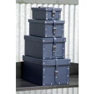 Set of 4 Ink Leather Shoe Boxes
