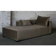 Contemporary Mushroom Velvet Chaise Lounge (Right Arm Facing)