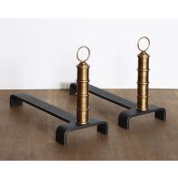 Brass Finish Set Of 2 Andirons - Cleared