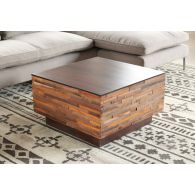 Recycled Wood Block Square Coffee Table