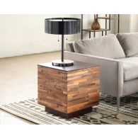 Recycled Wood Block Side Table