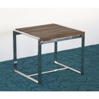 Reclaimed Wood and Stainless Steel End Table