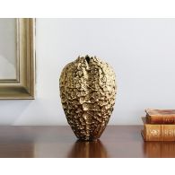 Tall Hammered Gold Pinched Vase - Cleared Decor