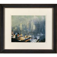 New York Harbor Watercolor I 36W x 32H
