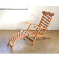 Teak Slatback Folding Recliner