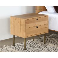 Danish Modern Natural Oak Nightstand With Brass Legs