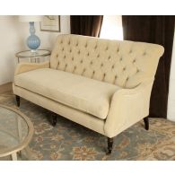 Blond Velvet Tufted Sofa