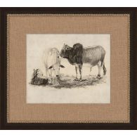 Antique Grazing Cows 19W x 17H