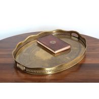 Antique Brass Oval Gallery Tray