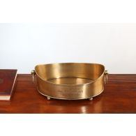 Antiqued Brass Oval Footed Tray