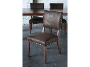 Brown Nubuck Dining Chair with Nailhead Trim