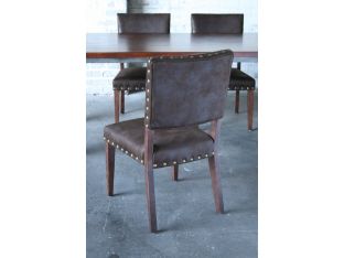 Brown Nubuck Dining Chair with Nailhead Trim