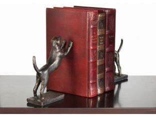 Pair of Bronze Leaning Hound Bookends