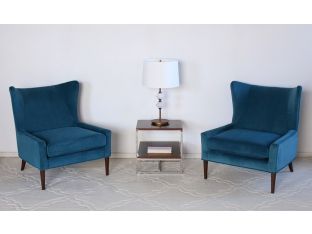 Blue Marlow Modern Wing Chair