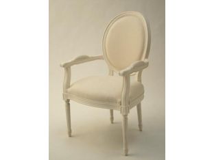 Antique White Oval Louis Arm Chair