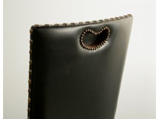 Black Leather Arm Chair with Cabriole Legs