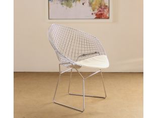 Bertoia Style Chrome Diamond Arm Chair
