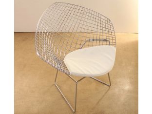 Bertoia Style Chrome Diamond Arm Chair