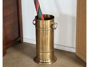 Antique Brass Umbrella Stand with Silver Ring Handles