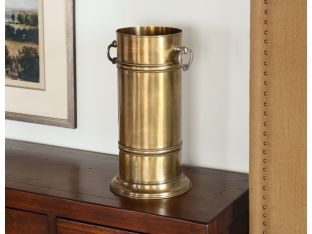 Antique Brass Umbrella Stand with Silver Ring Handles