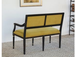 Isabella Hall Bench in Powder Black Finish with Fern Green Upholstery