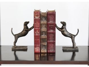 Pair of Bronze Leaning Hound Bookends