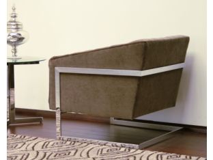 Taupe Velvet Tufted Chair with Chrome Frame