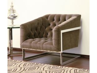 Taupe Velvet Tufted Chair with Chrome Frame