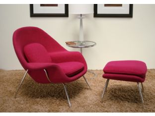 Fuchsia Womb Style Chair and Ottoman