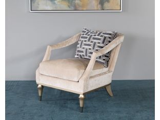 Blush Taupe Club Chair W/ Open Arm & Toss Pillow Back
