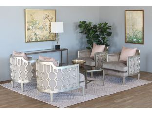 Silver Leaf Exposed Wood Club Chair w/ Mushroom Velvet Upholstery  