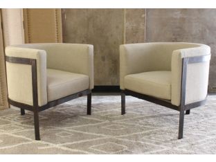 Barrel Back Club Chair with Linen Upholstery