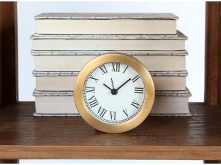 Antiqued Brass Ribbed Clock