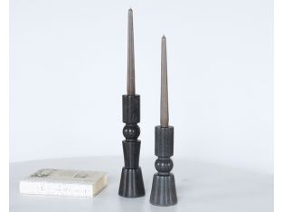 Ebony Totem Inspired Marble Candlesticks - Cleared