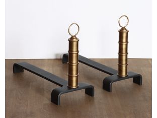Brass Finish Set Of 2 Andirons - Cleared