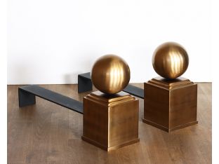 Vintage Brass Knob Andirons Set Of 2 - Cleared