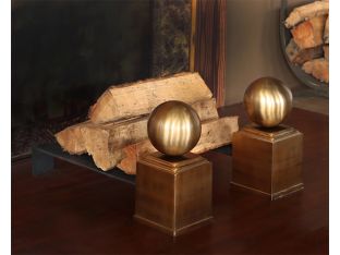 Vintage Brass Knob Andirons Set Of 2 - Cleared