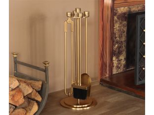Vintage Brass Fire Tools Set - Cleared