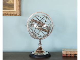 Large Etched Nickel Armillary - Cleared
