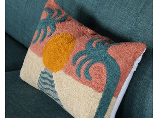 Sunset And Palms Pillow - Cleared