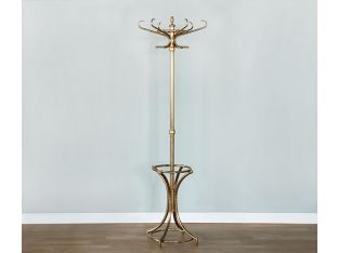 Curved Antique Brass Coatrack - Cleared