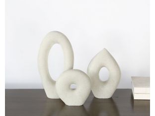 Set Of 3 Ivory Stone Objects - Cleared Décor