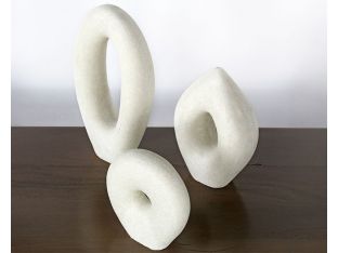Set Of 3 Ivory Stone Objects - Cleared Décor
