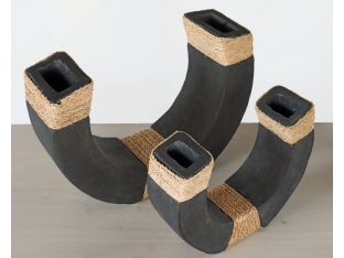 Set Of  2 Black Clay Horseshoe Sculptures-Cleared