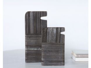 Notched Black Marble Sculptures - Cleared