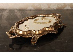 Ornate Brass Mirrored Tray - Cleared