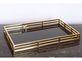 Brass With Black Mirror Tray - Cleared
