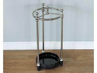 Circular Chrome Umbrella Stand - Cleared